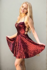 A-line Sweetheart Short/Mini Sequined Homecoming Dress