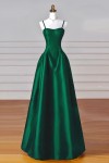 A-Line/Princess Halter Satin Sleeveless Long Prom Dress Black Prom Gown