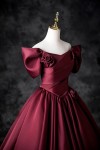 A-Line/Princess Satin Floor Length Formal Prom Dress, Off the Shoulder Prom Gown