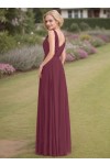 A-Line/Princess V-neck Sleeveless Ruched Floor-Length Chiffon Bridesmaid Dresses