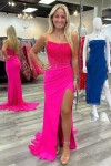 Trumpet/Mermaid Strapless Mermaid Long Sequins Prom Dress With Split