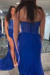 Trumpet/Mermaid Strapless Mermaid Long Sequins Prom Dress With Split