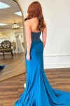 Trumpet/Mermaid Strapless Mermaid Long Sequins Prom Dress With Split