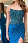 Trumpet/Mermaid Strapless Mermaid Long Sequins Prom Dress With Split