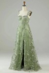 A-Line/Princess Sleeveless Halter Floor-Length Applique Lace Prom Dresses