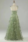 A-Line/Princess Sleeveless Halter Floor-Length Applique Lace Prom Dresses