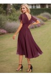 A-line Scoop Asymmetrical Chiffon Bridesmaid Dress With Ruffle
