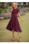 A-line Scoop Asymmetrical Chiffon Bridesmaid Dress With Ruffle