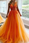 A-Line Prom Dresses Open Back Dress Formal Floor Length Sleeveless V Neck Tulle Backless with Pleats Beading Appliques 2025