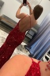Trumpet/Mermaid One-Shoulder Sleeveless Sparkling Allover Sequined Prom Dress