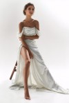 Beach Wedding Mermaid Evening Gown Sequin Dress Wedding Guest Prom Sweep / Brush Train Short Sleeve Off Shoulder Fall Wedding Reception Satin with Slit Masquerade Dress 2025