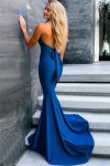 Trumpet/Mermaid Halter Sleeveless Court Train Jersey Prom Dresses With Pleated