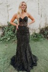 Sheath/Column Tulle Applique Sweetheart Sleeveless Sweep/Brush Train Prom Dresses