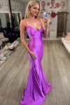 Sheath/Column Jersey Ruched V-neck Sleeveless Sweep/Brush Train Prom Dresses