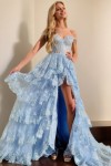 A-Line/Princess Tulle Lace Straps Sleeveless Court Train Prom Dresses