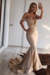 Trumpet/Mermaid Off-the-Shoulder Jersey Prom Dresses With Pleated