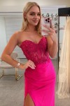 Sheath/Column Stretch Crepe Applique Sweetheart Sleeveless Sweep/Brush Train Prom Dresses