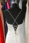 Sheath/Column Elastic Woven Satin Ruched Spaghetti Straps Sleeveless Sweep/Brush Train Prom Dresses