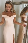 Prom Dresses Sheath/Column Off-The-Shoulder Long/Floor-Length With Side Split