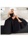 A-line Square Neckline Long/Floor-Length Satin Prom Dresses With Pockets Split
